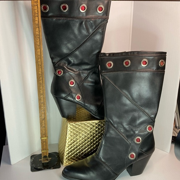 Genuine Harley Davidson leather women’s black stacked heel boots. Smoke smell 6 - Picture 1 of 8